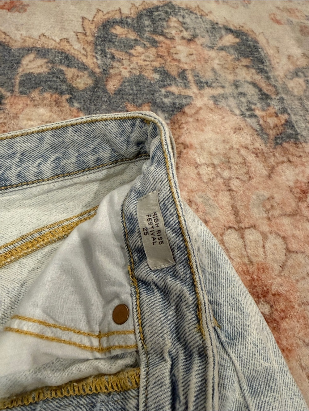 PacSun Light Blue Distressed High-Rise Denim Shorts - Picture 2 of 3